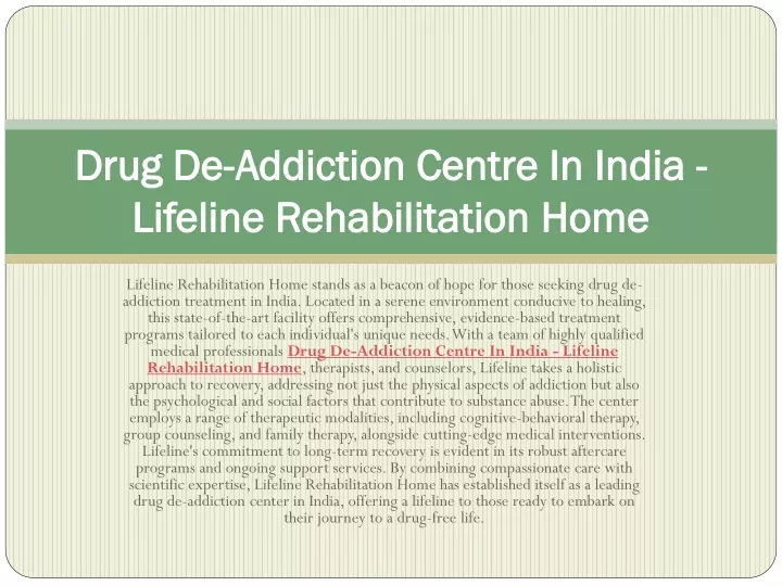 drug de addiction centre in india lifeline rehabilitation home