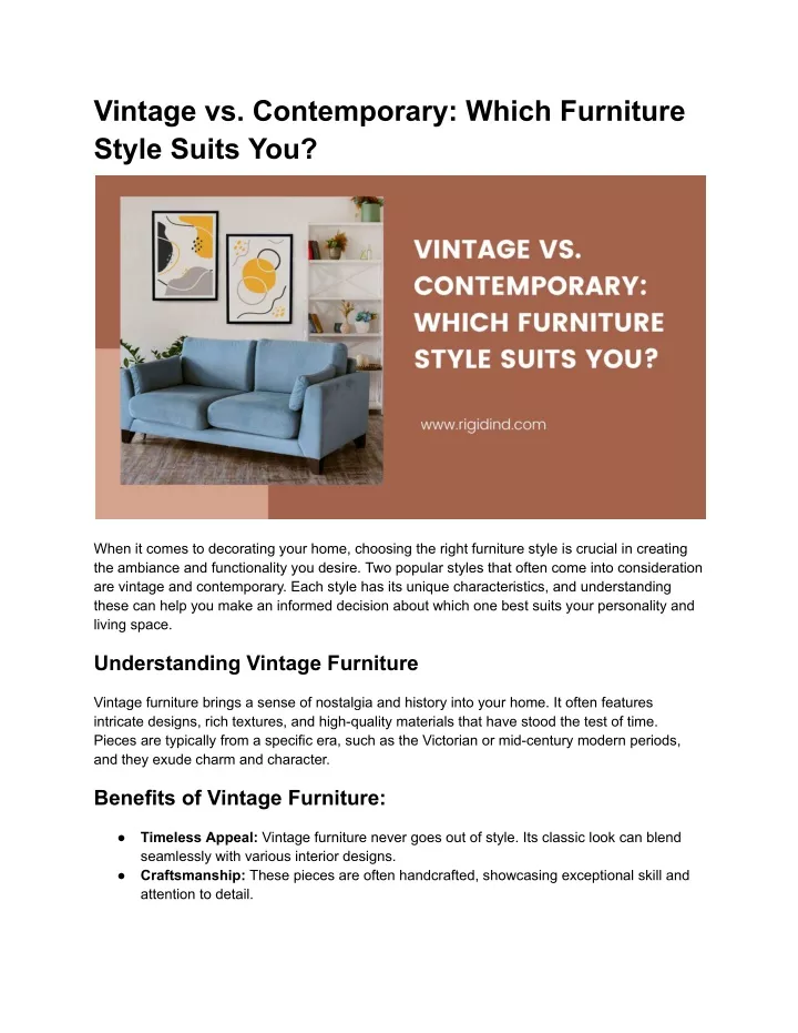 vintage vs contemporary which furniture style