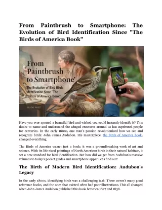 From Paintbrush to Smartphone: The Evolution of Bird Identification Since "The B