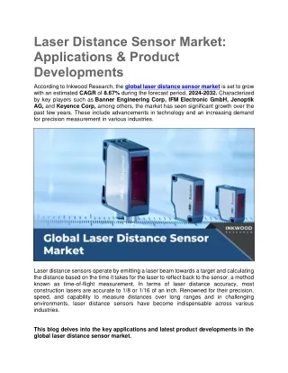 Laser Distance Sensor Market: Applications & Product Developments