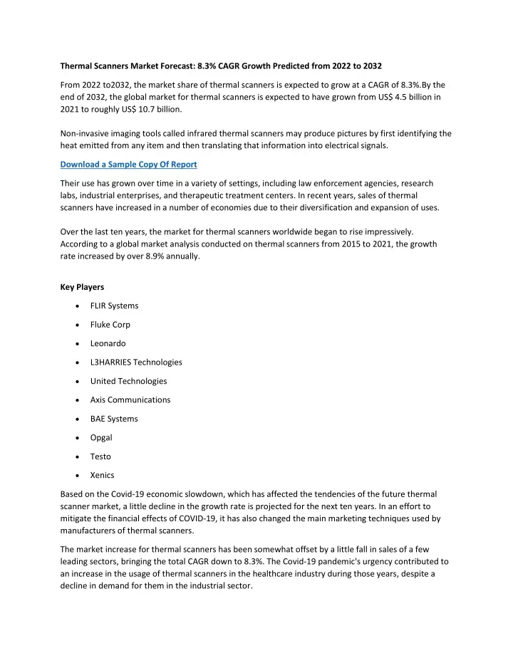 thermal scanners market forecast 8 3 cagr growth