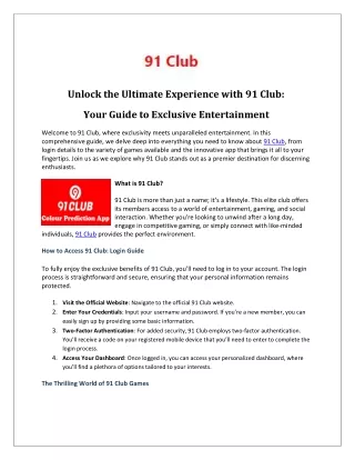 unlock the ultimate experience with 91 club