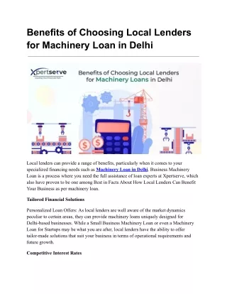 machinery loan in delhi