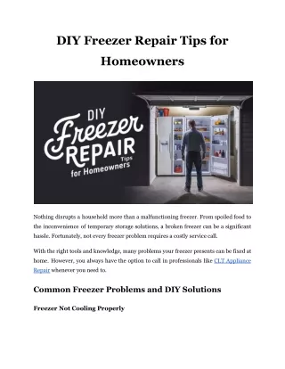DIY Freezer Repair Tips for Homeowners