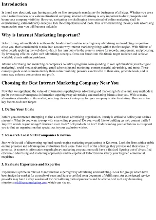 Choosing the Best Internet Marketing Company Near You