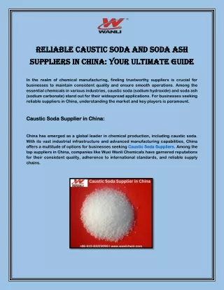 Reliable Caustic Soda and Soda Ash Suppliers in China: Your Ultimate Guide