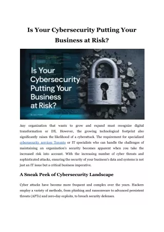Is Your Cybersecurity Putting Your Business at Risk?