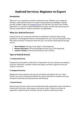 Android Services: Beginner to Expert