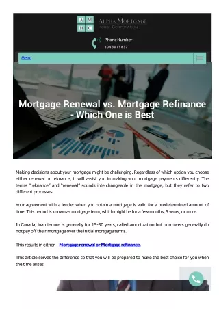 Mortgage Renewal vs. Mortgage Refinance