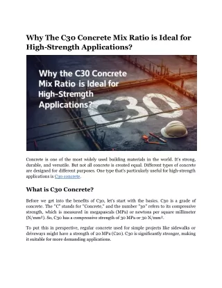 why the c30 concrete mix ratio is ideal for high