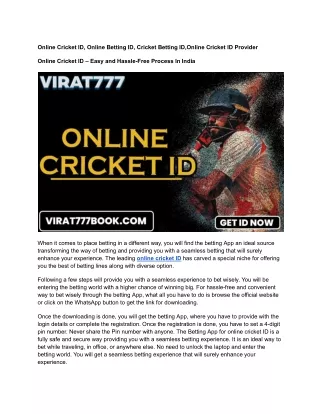 Online Cricket ID,, Online Betting ID, Cricket Betting ID,Online Cricket ID Provider