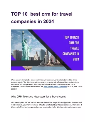 TOP 10  best crm for travel companies in 2024
