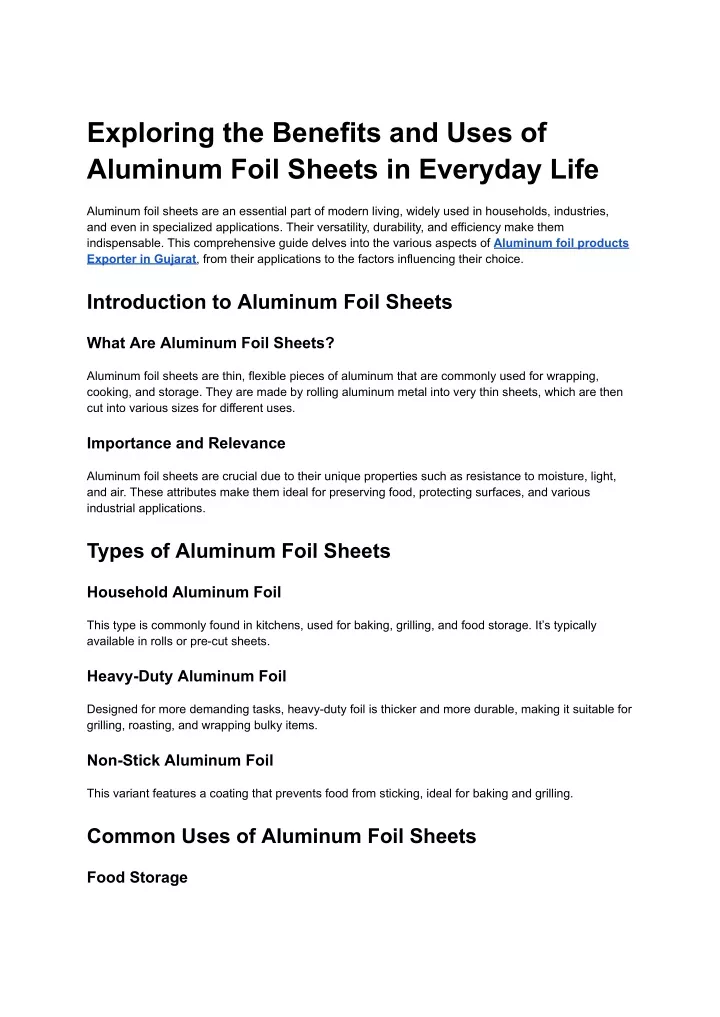 exploring the benefits and uses of aluminum foil