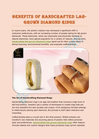 Benefits of Handcrafted Lab-Grown Diamond Rings