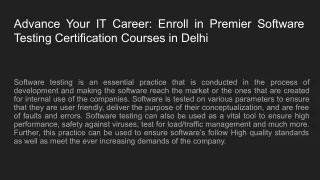 SOFTWARE TESTING CERTIFICATION COURSE IN DELHI