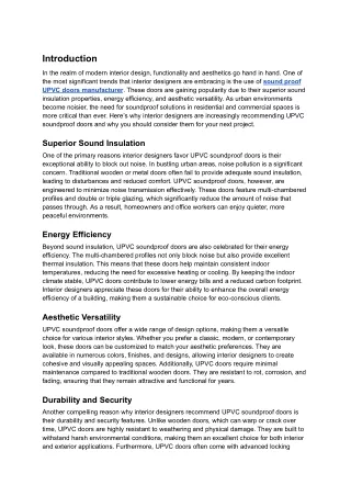 Why Are Interior Designers Recommending UPVC Soundproof Doors?