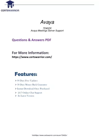 Certswarrior Updated Questions 72402X Exam PDF Dumps