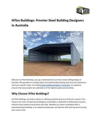 HiTen Buildings_ Premier Steel Building Designers in Australia