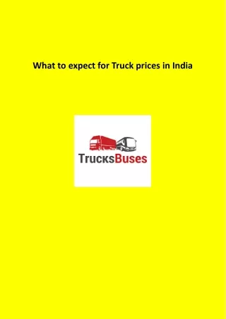 What to expect for Truck prices in India