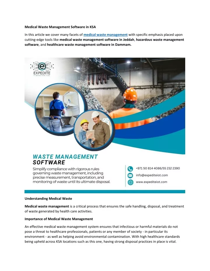 medical waste management software in ksa