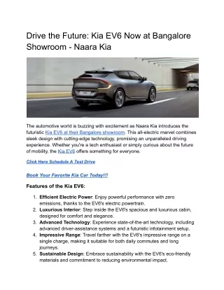 Drive the Future_ Kia EV6 Now at Bangalore Showroom - Naara Kia