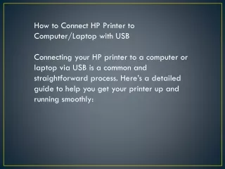 How to Connect HP Printer to Computer-Laptop with USB ppt