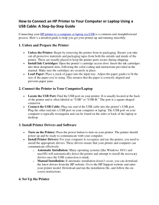How to Connect an HP Printer to Your Computer or Laptop Using a USB Cable