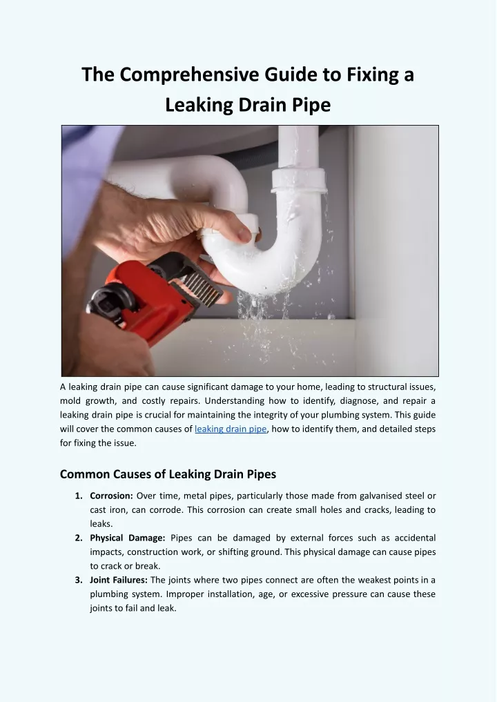 the comprehensive guide to fixing a leaking drain