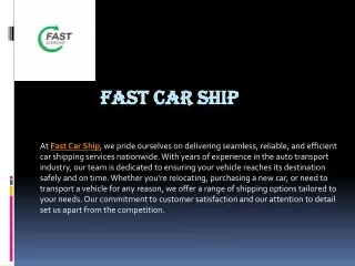 Fast Car Ship