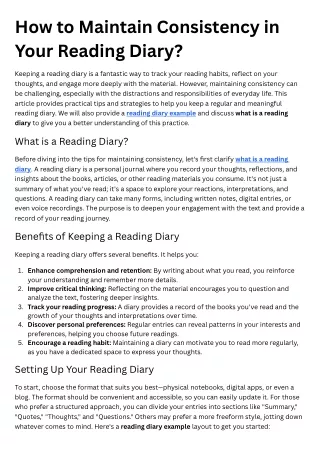 how to maintain consistency in your reading diary