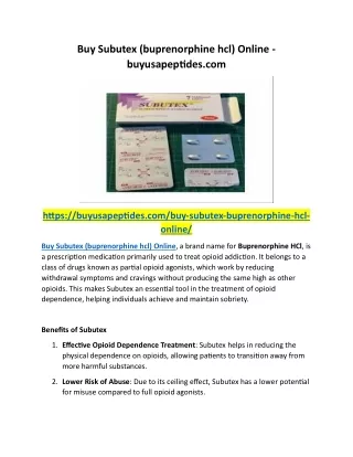 Buy Subutex (buprenorphine hcl) Online - buyusapeptides