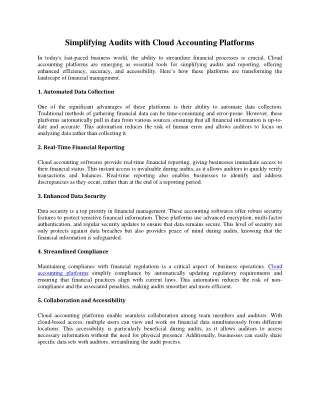 Simplifying Audits With Cloud Accounting Platforms