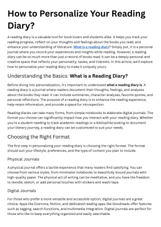 how to personalize your reading diary