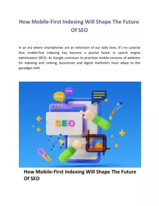 How Mobile-First Indexing Will Shape The Future Of SEO