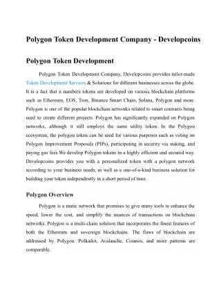 polygon token development company developcoins