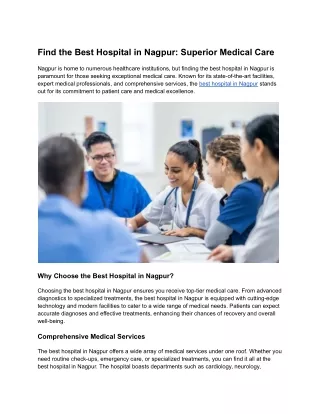 Find the Best Hospital in Nagpur_ Superior Medical Care