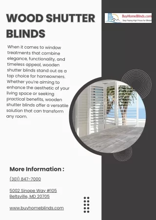 Wooden Shutter Blinds Maryland  -  Buy Home Blinds