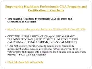 Empowering Healthcare Professionals CNA Programs and Certification in Coachella