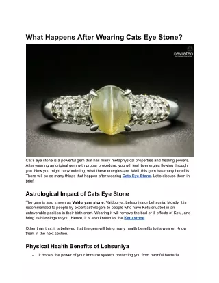 what happens after wearing cats eye stone