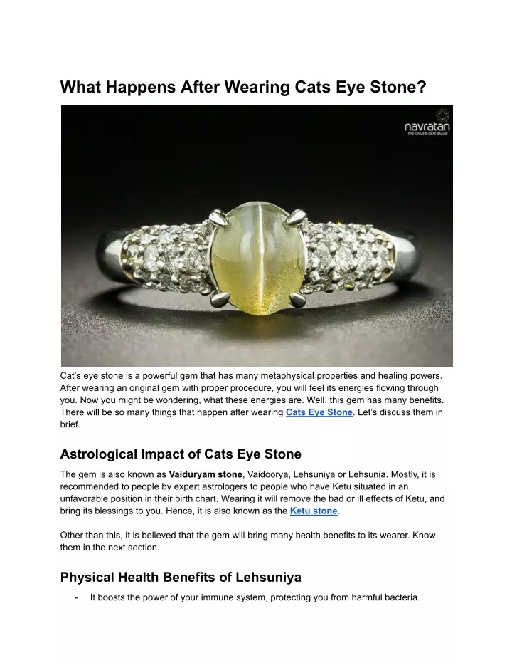 what happens after wearing cats eye stone