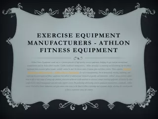 Exercise Equipment Manufacturers - Athlon Fitness Equipment