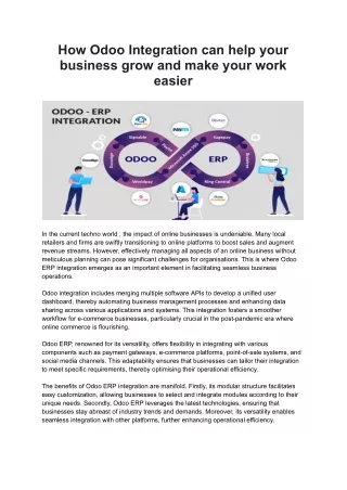 Seamless Business Management with Odoo ERP Integration