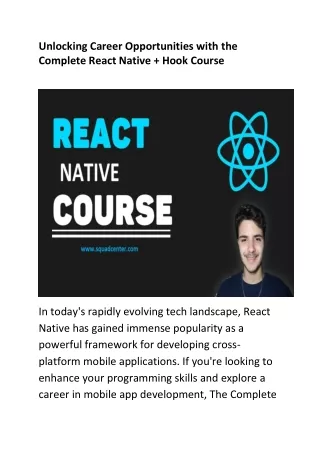 Unlocking Career Opportunities with The Complete React Native   Hook Course