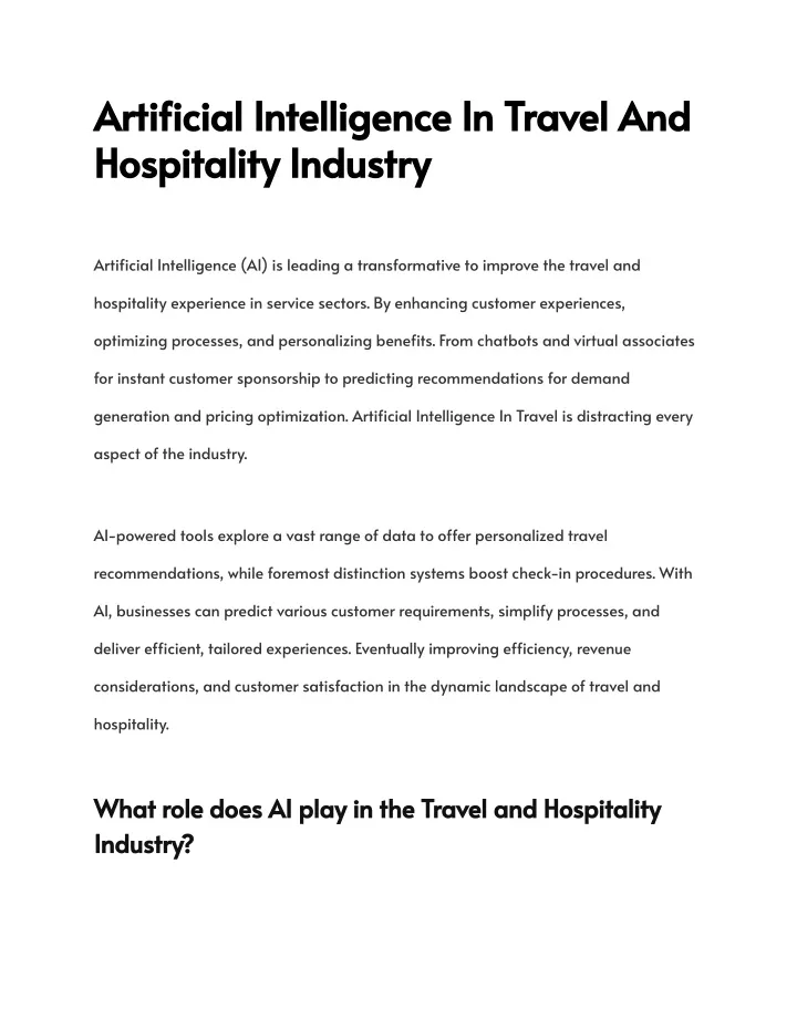 arti cial intelligence in travel and hospitality