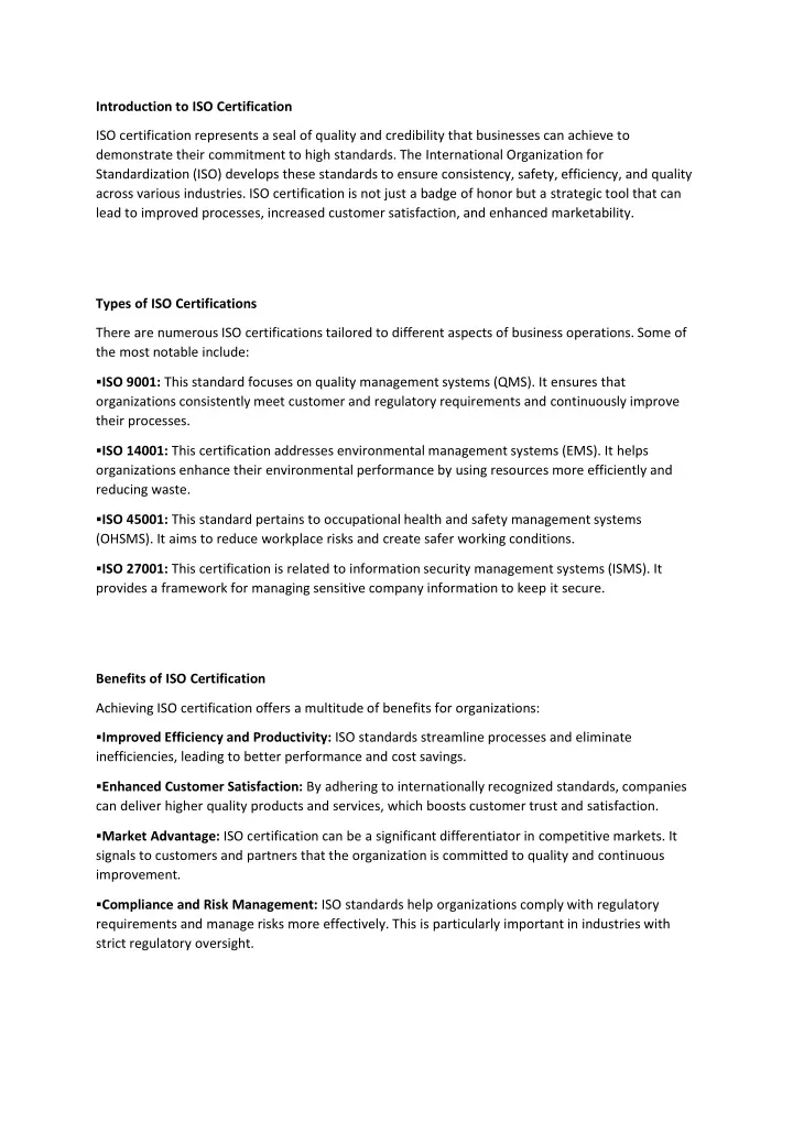 introduction to iso certification