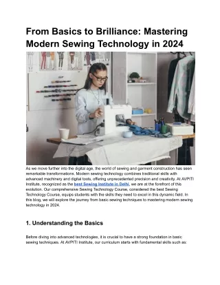 From Basics to Brilliance: Mastering Modern Sewing Technology in 2024