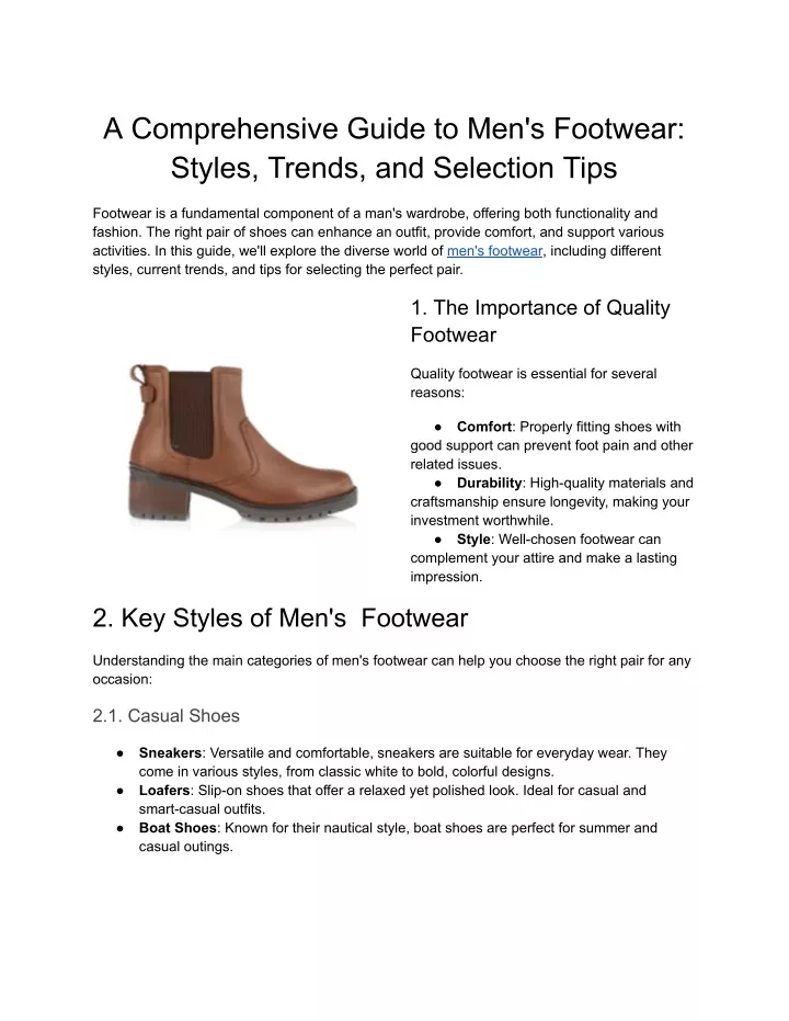 a comprehensive guide to men s footwear styles