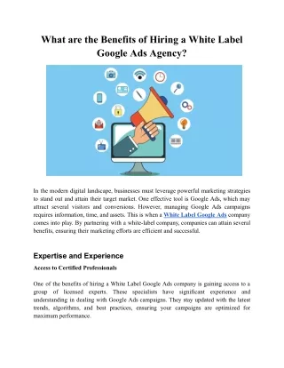 What are the Benefits of Hiring a White Label Google Ads Agency
