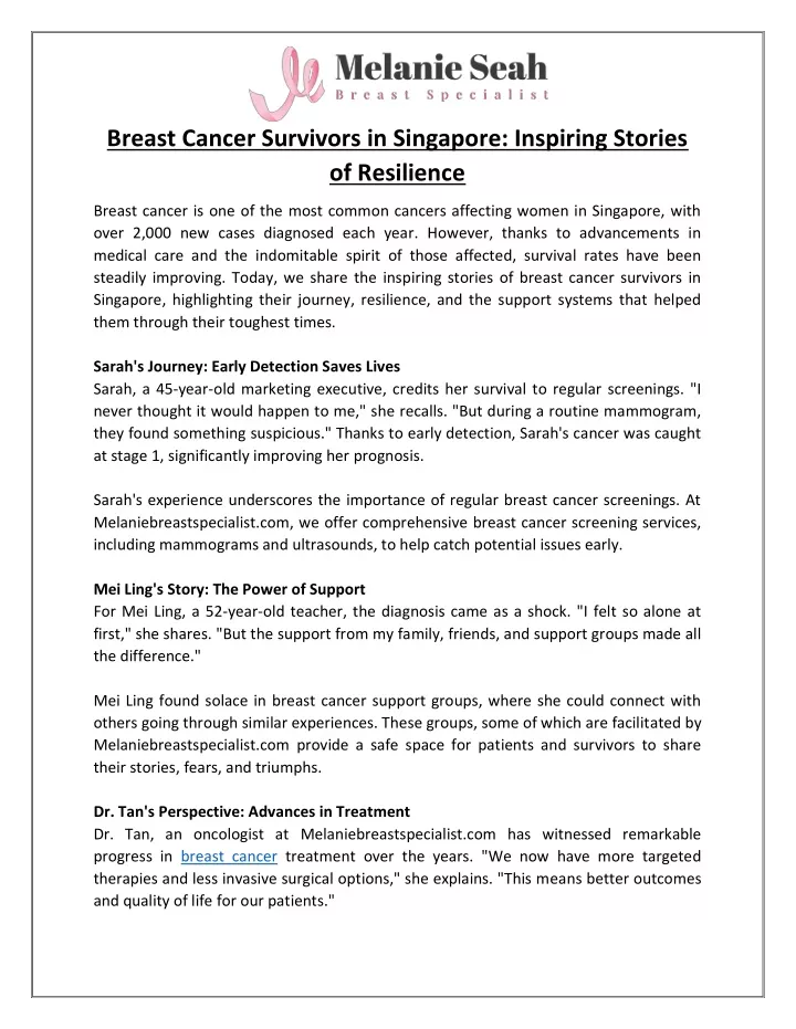 breast cancer survivors in singapore inspiring