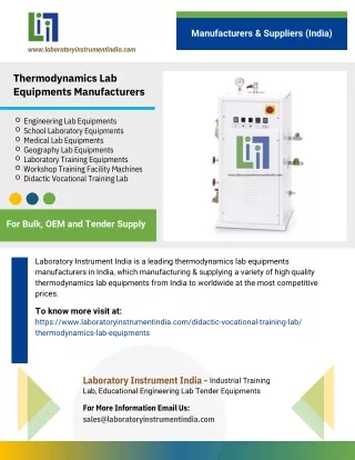 Thermodynamics Lab Equipments Manufacturers